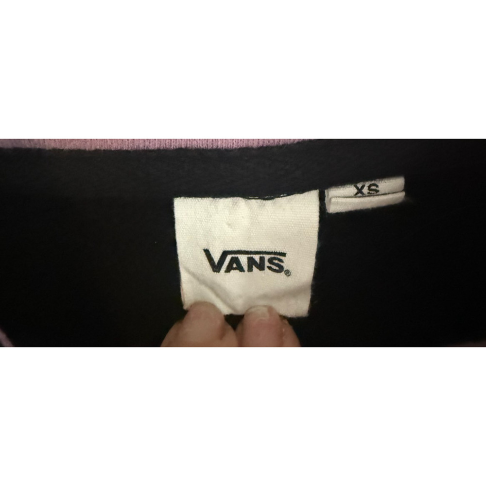 VANS Women's Quarter Zip Black Pink Cropped Pullover Sweatshirt Skate Street XS - Picture 7 of 10